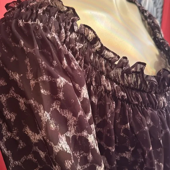 Norma Kamali silk chiffon off shoulder tunic/dress L